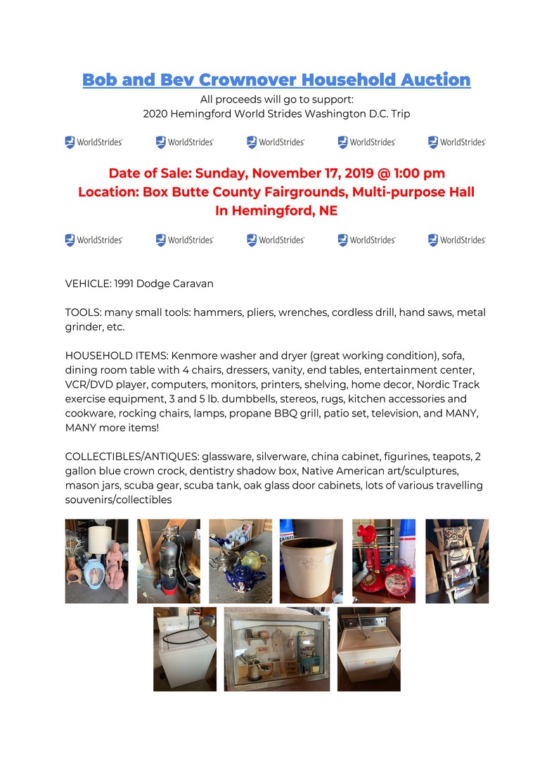 Hemingford Public School District 10 World Strides Auction